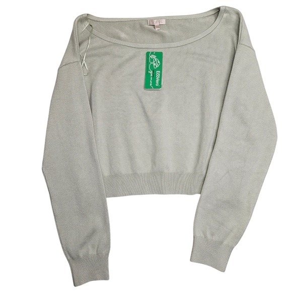 Guess Sweaters - GUESS Light Matcha Boat Neck Cropped Pullover Sweater Size L